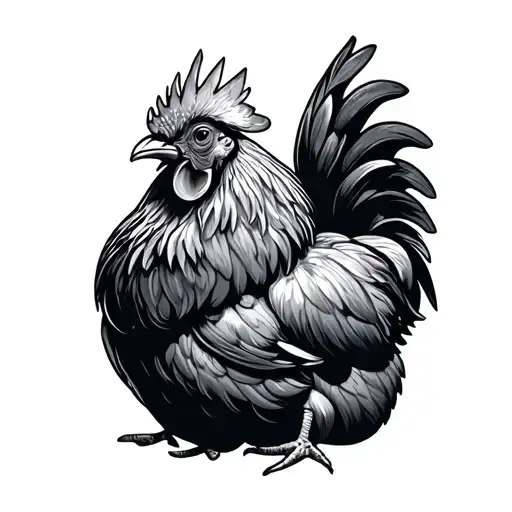 denim chicken tattoo design idea