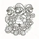 Super Mario Bros characters tattoo design idea