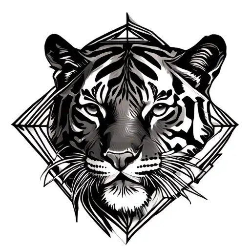A Bengal Tigre -shaped diamond door tattoo design idea