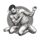 jui jitsu fighter grappling tattoo design idea