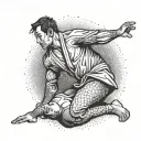 jui jitsu fighter grappling tattoo design idea