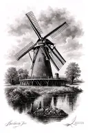 Dutch Windmill tattoo design idea