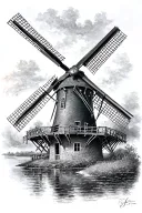 Dutch Windmill tattoo design idea