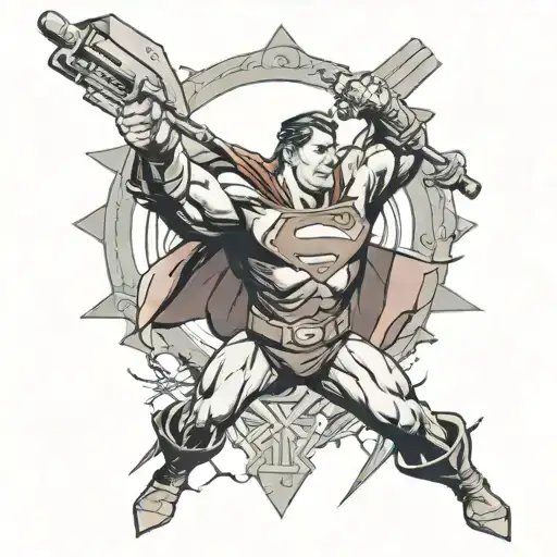 Superman red son, surrounded by hammers and sickles tattoo design idea