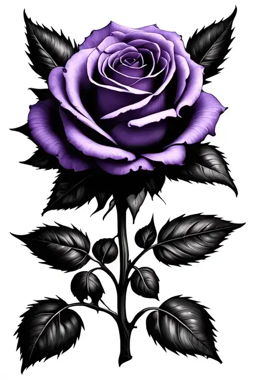 A single purple rose tattoo design idea