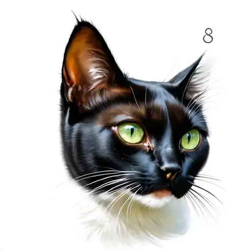 black cat green eye tattoo design idea