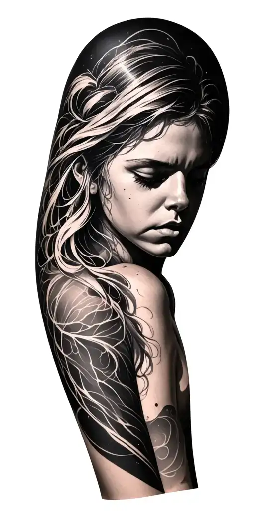 Depression, anxiety, empty full arm sleeve tattoo tattoo design idea
