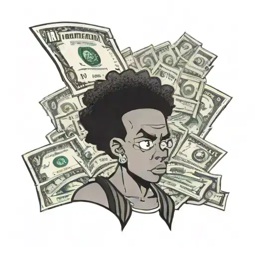 boondocks character with money tattoo design idea