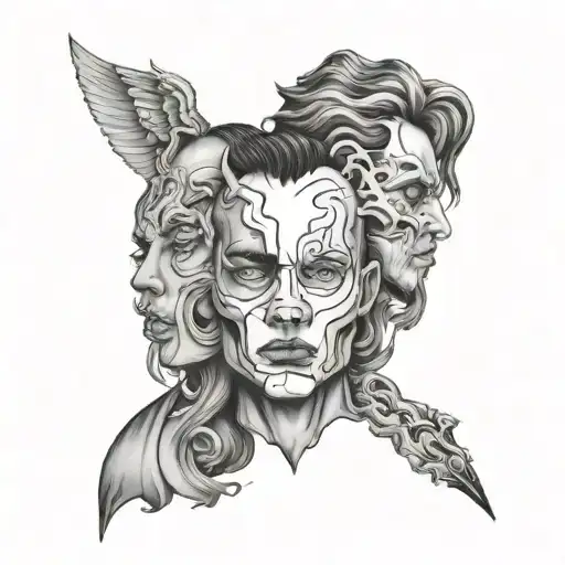 split personality tattoo design idea