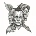 split personality tattoo design idea