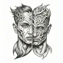split personality tattoo design idea