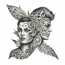 split personality tattoo design idea
