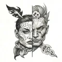 split personality tattoo design idea