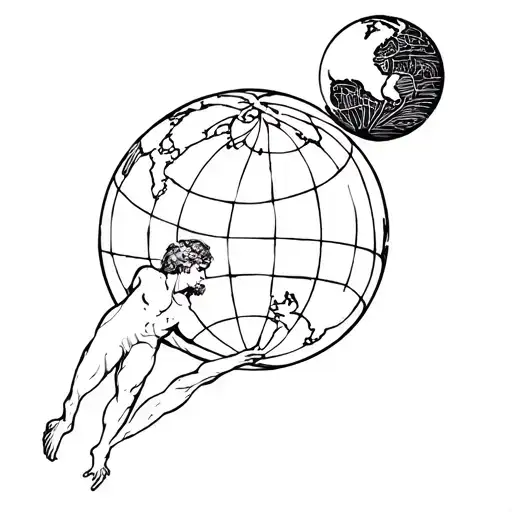 Atlas carrying the world on his shoulders tattoo design idea