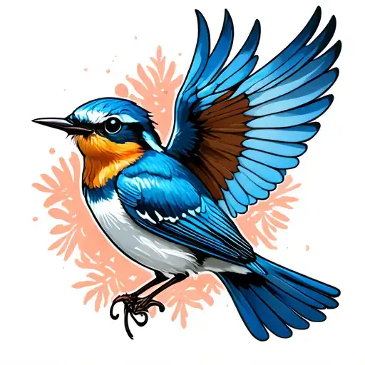 blue wren flying tattoo design idea