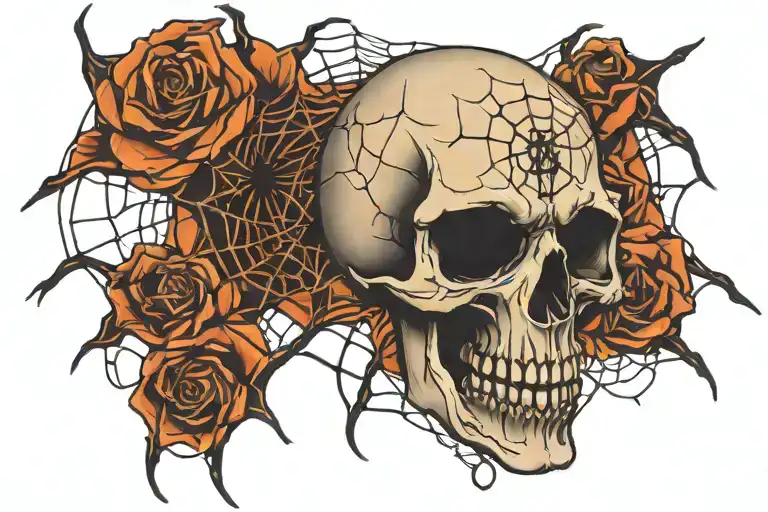 skull and spider web tattoo tattoo design idea
