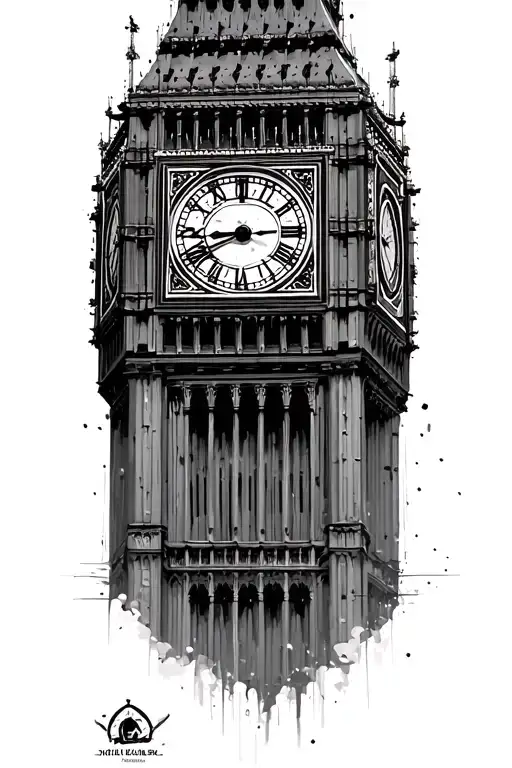 Scenic London Big Ben Gloomy tattoo design idea