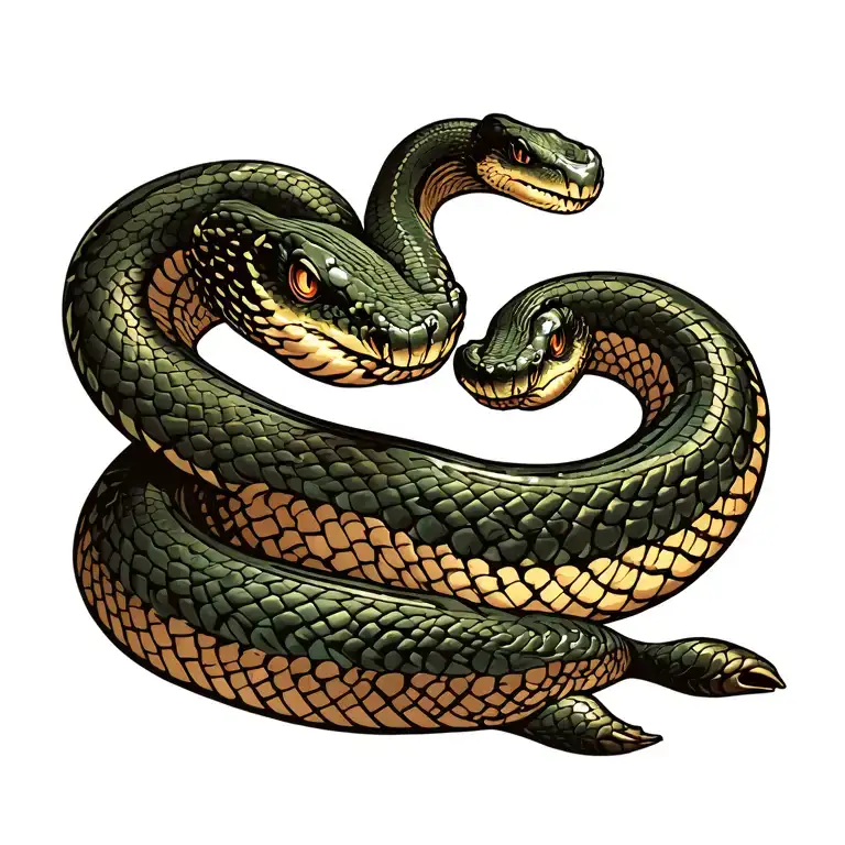 Anaconda snake coiled tattoo design idea