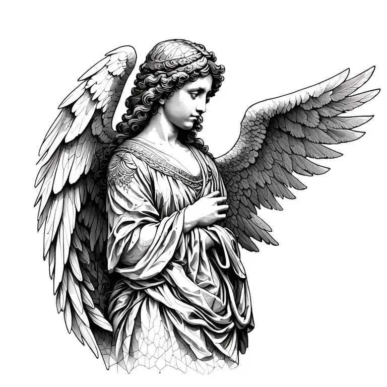 renaissance angel AND GEOMETRIC LINES tattoo design idea