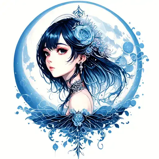 Subod Nika Moon Background tattoo design idea