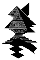 Mayan pyramid emerging tattoo design idea