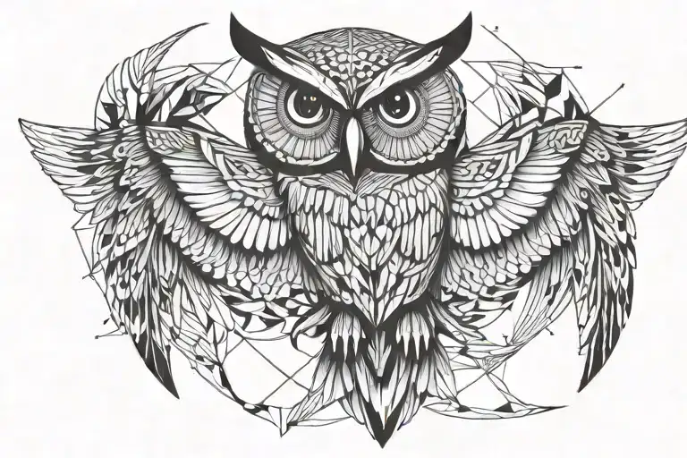 Owl flying tattoo design idea