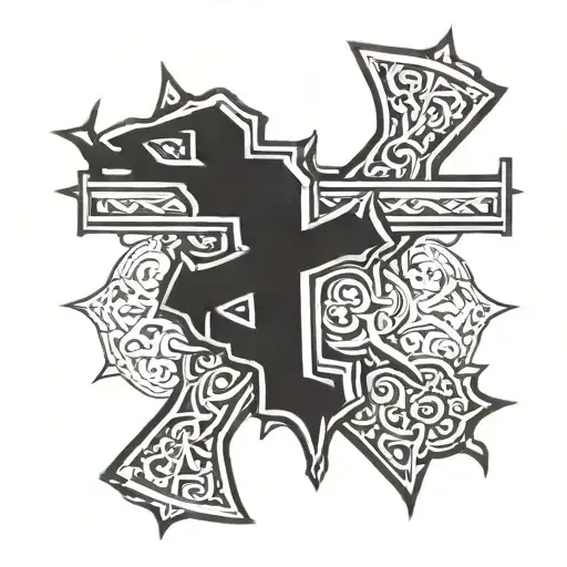 Masculine Cross with the word Jesus in the center tattoo design idea
