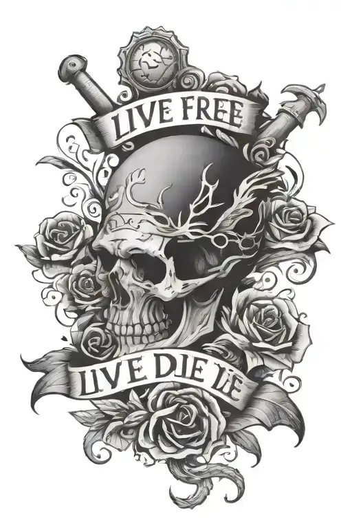 "LIVE FREE OR DIE" tattoo design idea