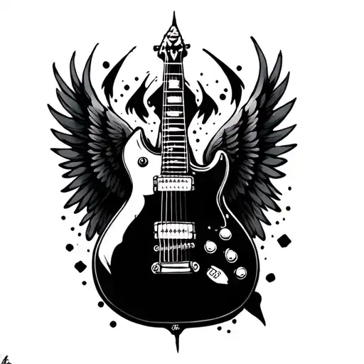 Guitar With Wings tattoo design idea