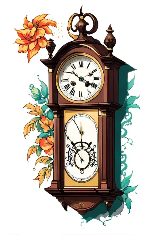 grandfather clock tattoo design idea