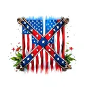 confederate flag in center with american flag behind it tattoo design idea