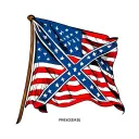confederate flag in center with american flag behind it tattoo design idea