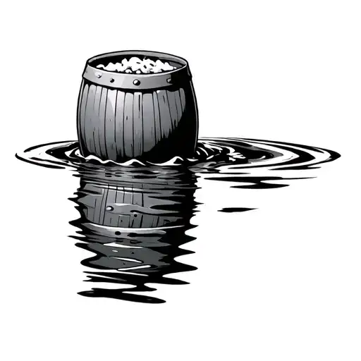 beer barrel sitting in water tattoo design idea