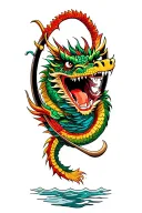 dragon boat inside representing and laughing tattoo design idea