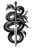 belladonna and snake and sword tattoo design idea