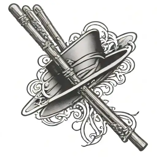 Crossed chopsticks over the knee cap tattoo design idea