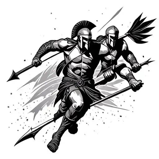 spartans running into arrows tattoo design idea