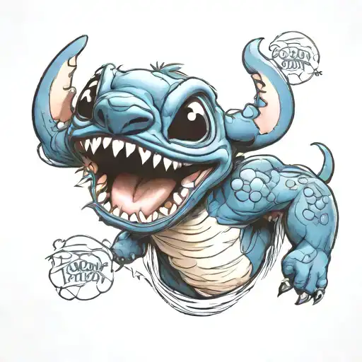 stitch form Disney characters roar tattoo design idea
