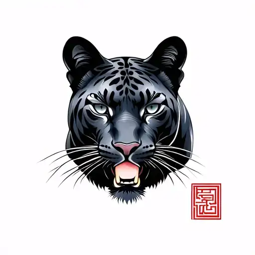 Japanese Style Panther tattoo design idea
