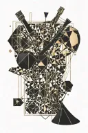 champagne solid black with different shapes in it tattoo design idea