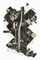 champagne solid black with different shapes in it tattoo design idea