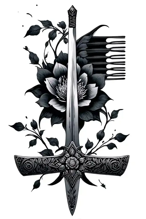 Mulan Sword and Mulan Flower Comb tattoo design idea