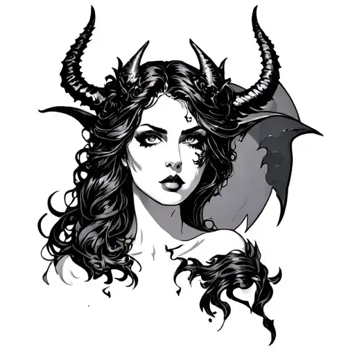 lilith the demon, seductive pose tattoo design idea