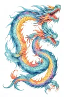 blue dragon breathing galaxy flame tattoo design idea