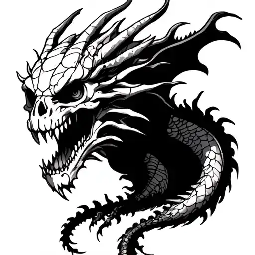 Skelet Dragon tattoo design idea