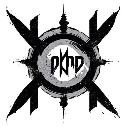 Create a minimalist fusion of the new Linkin Park logo and the Red Hot Chili Peppers logo, designed for a wrist tattoo.  tattoo design idea