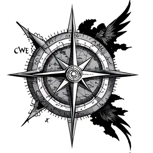 nordic compass and map tattoo design idea