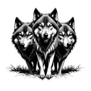 three wolves facing front tattoo design idea