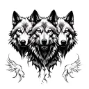 three wolves facing front tattoo design idea