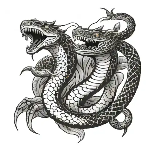 thunder and king cobra snake tattoo design idea